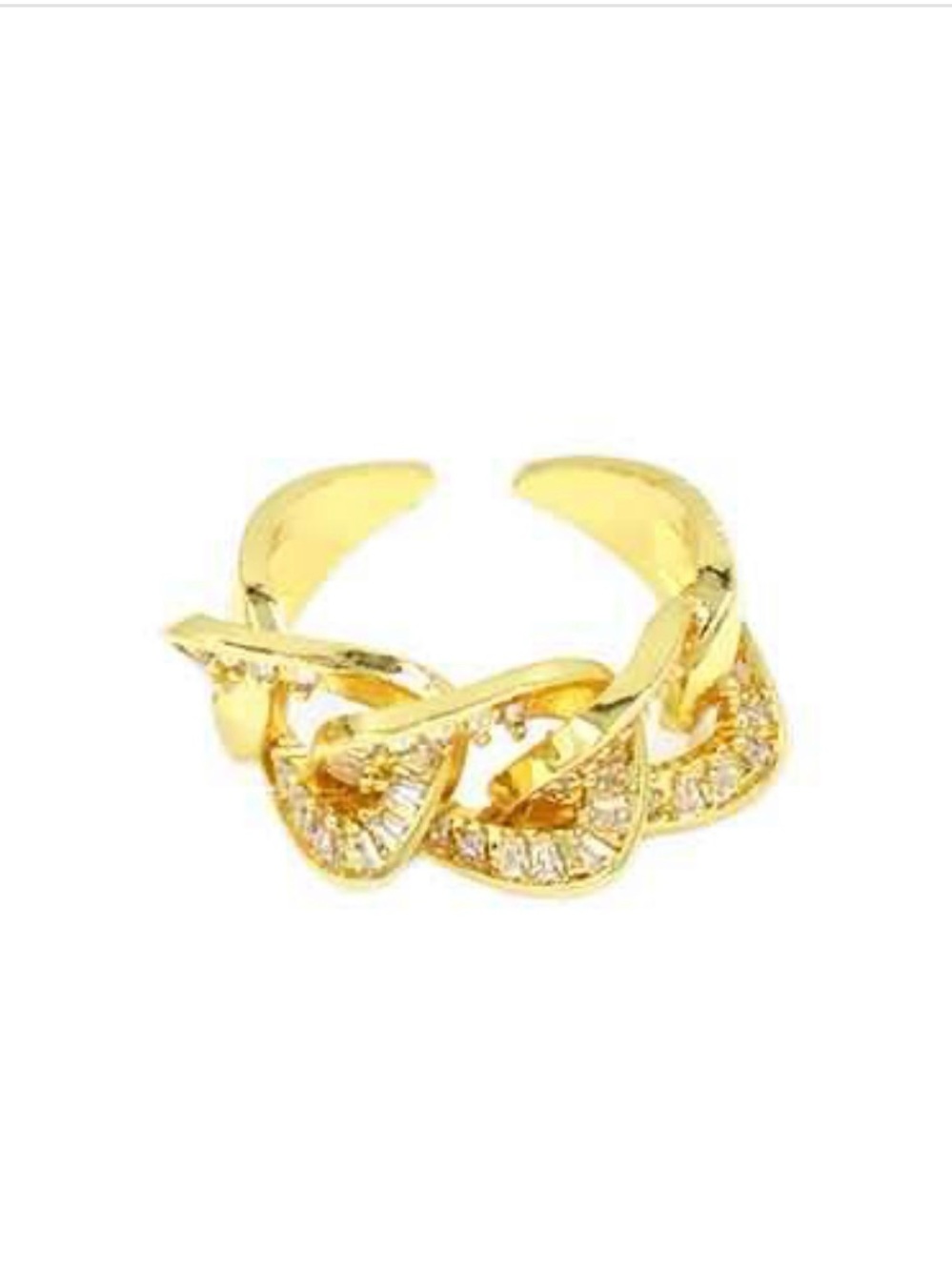 Gold-Tone Twisted Chain Pavé Ring - Women's Jewelry